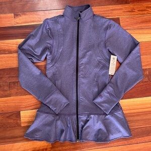 🌸 New Albion Zip Up Sweater Jacket Peplum Purple Small